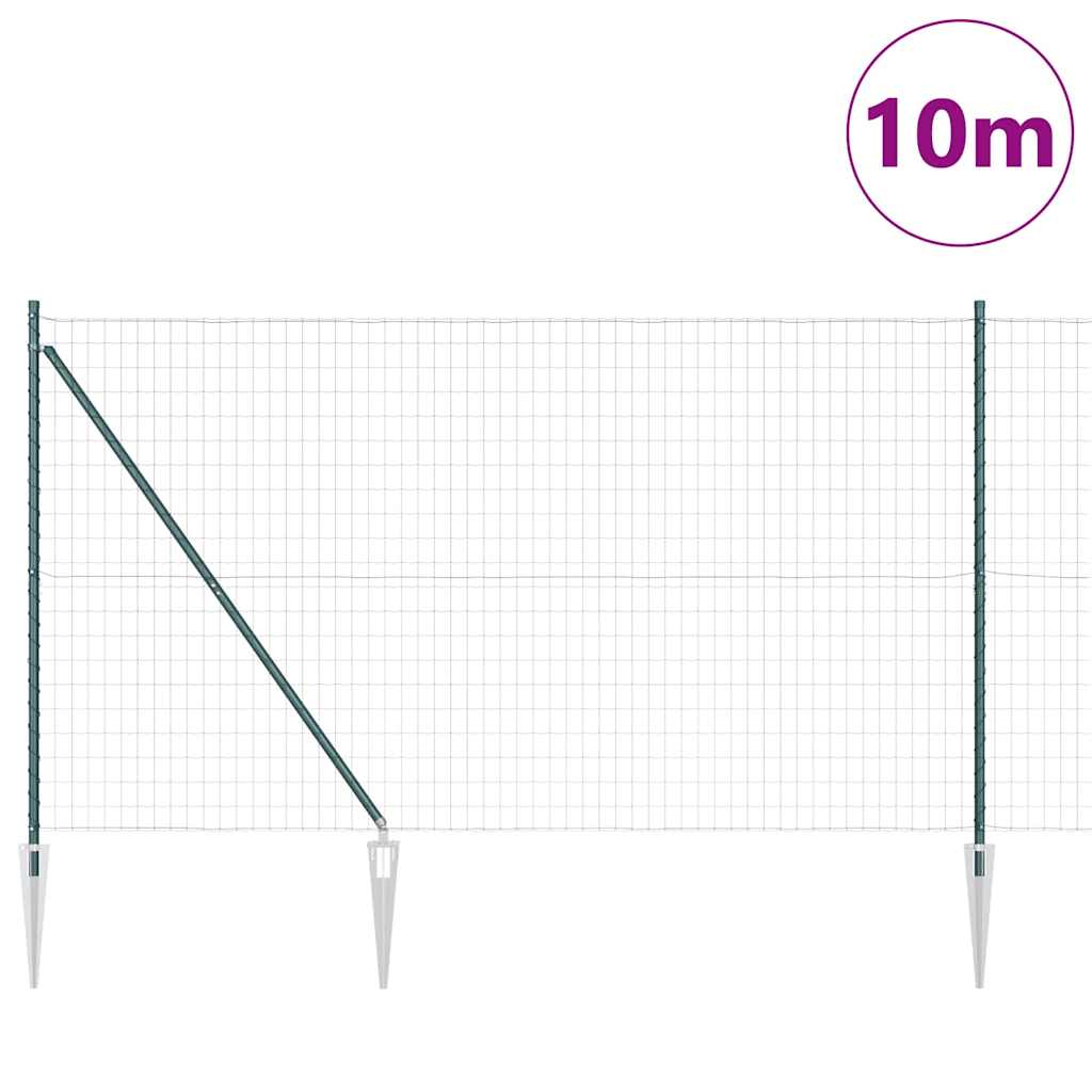 Vidaxl hek met paal groen 1,5 x 10 m staal en pvc