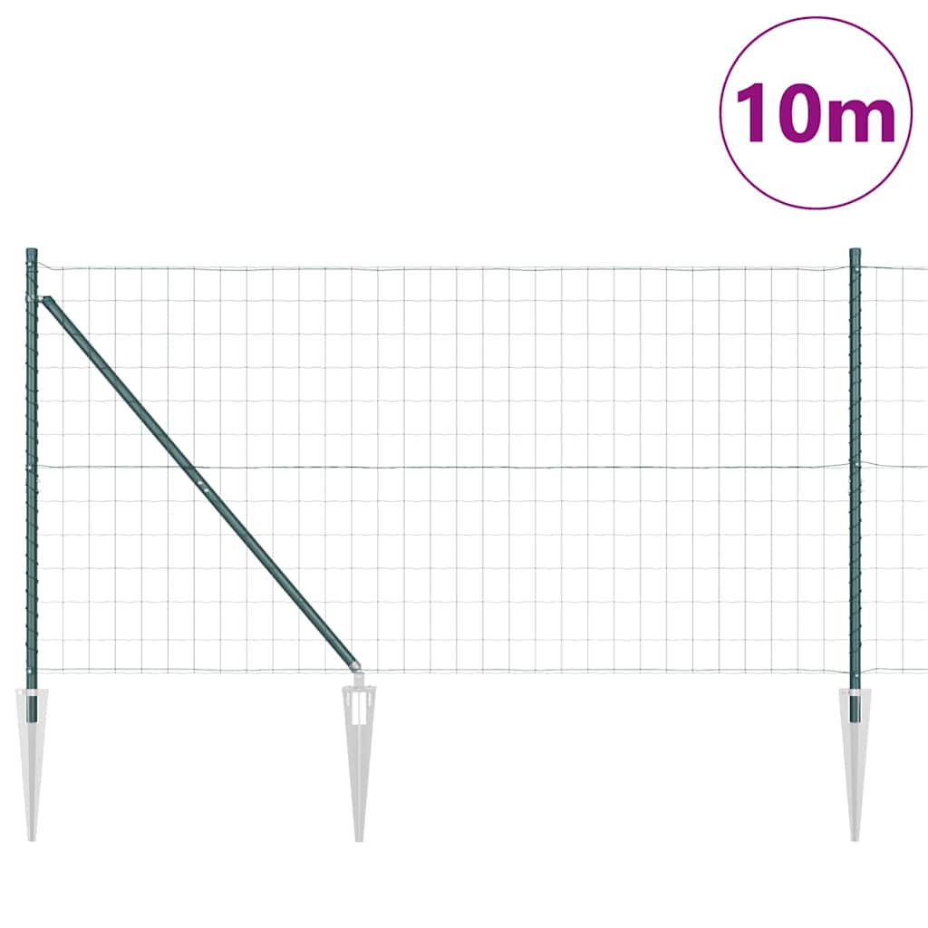 Vidaxl hek met paal groen 1,4 x 10 m staal en pvc
