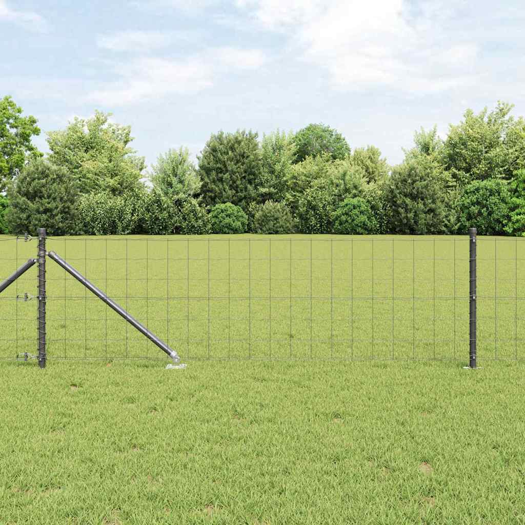Vidaxl hek met paal grijs 0,6 x 10 m staal en pvc