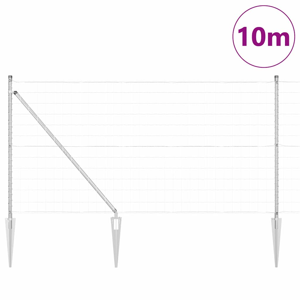 Vidaxl hek met paal zilver 1 x 10 m staal