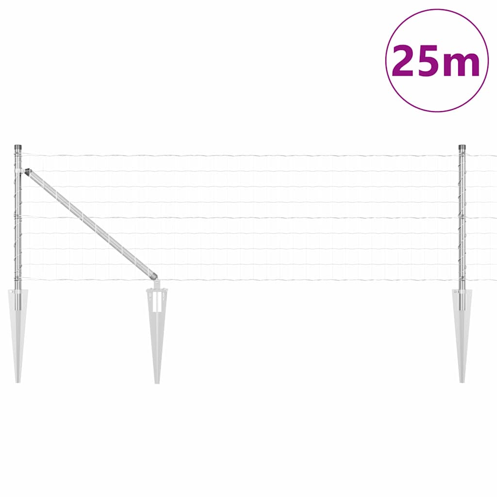 Vidaxl hek met paal zilver 0,4 x 25 m staal
