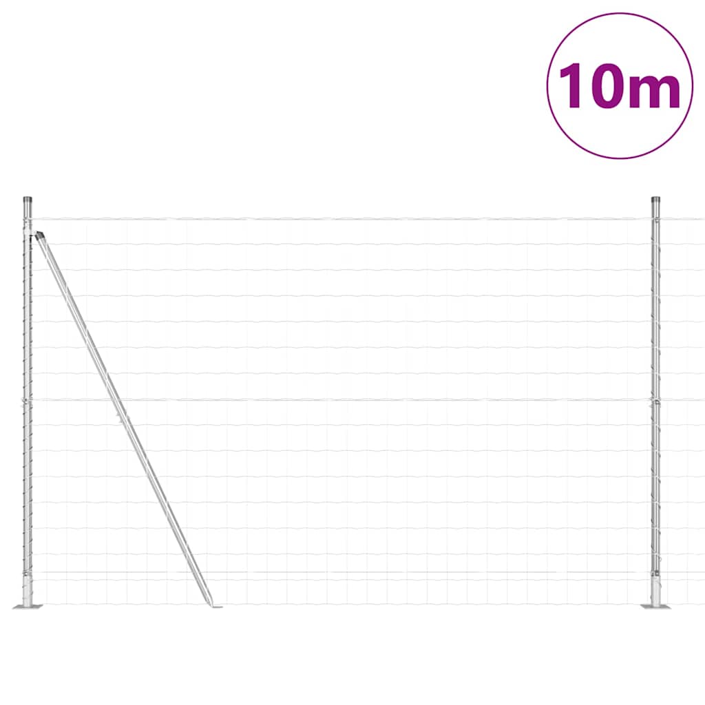 Vidaxl hek met paal zilver 1,4 x 10 m staal