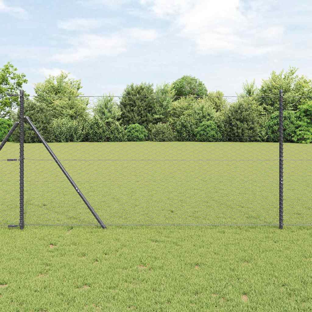 Vidaxl afrasteringspaal grijs 25 x 1,4 m (36 mm gaas) staal en pvc