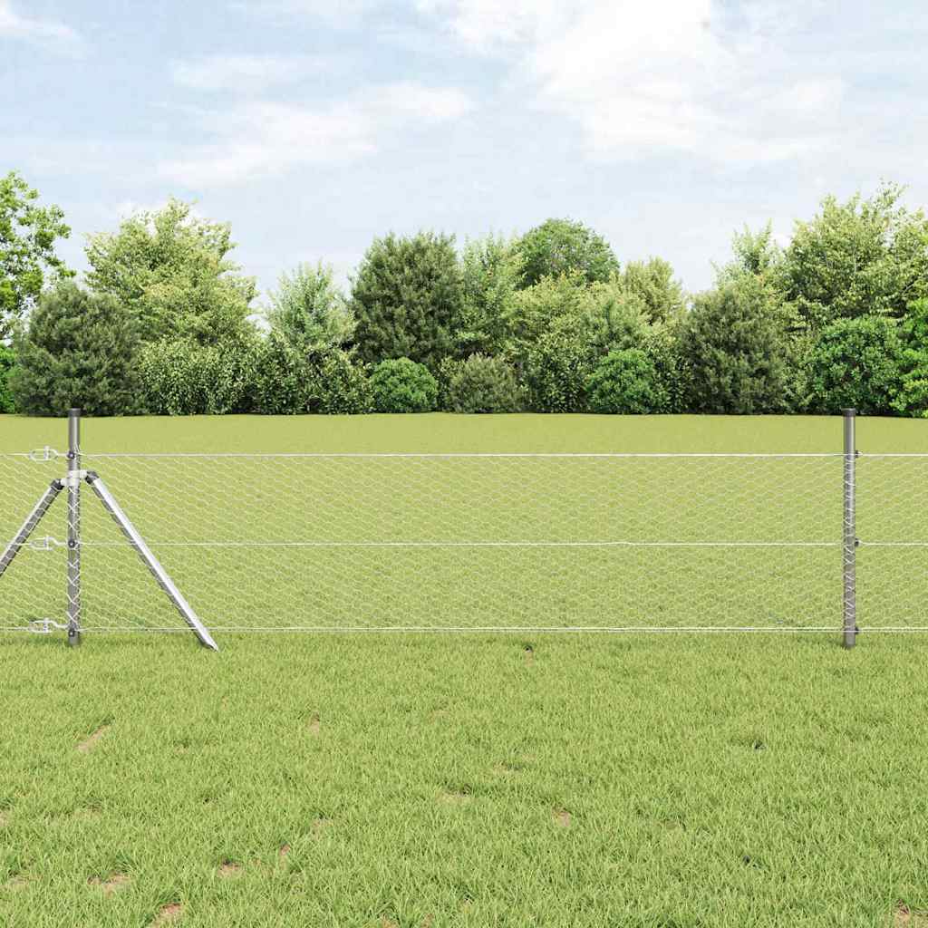 Vidaxl afrasteringspaal zilver 25 x 0,6 m (25 mm gaas) staal
