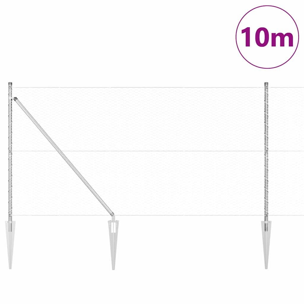 Vidaxl afrasteringspaal zilver 10 x 1,4 m (25 mm gaas) staal