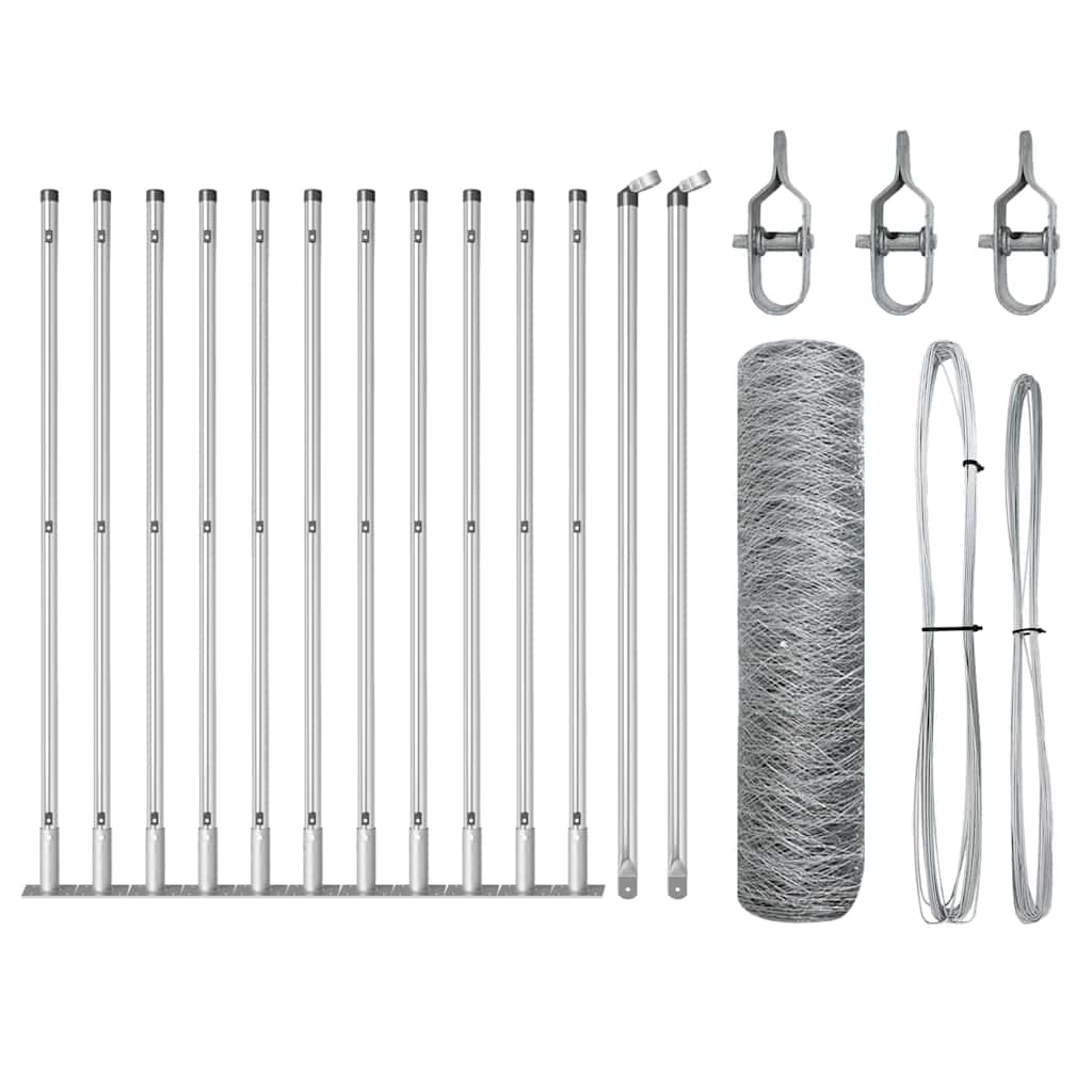 Vidaxl afrasteringspaal zilver 25 x 0,5 m (50 mm gaas) staal