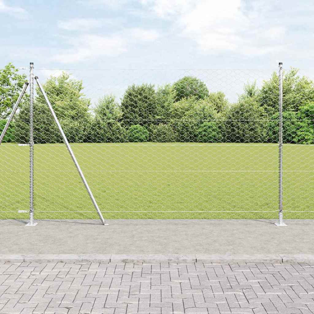 Vidaxl afrasteringspaal zilver 25 x 1,4 m (50 mm gaas) staal