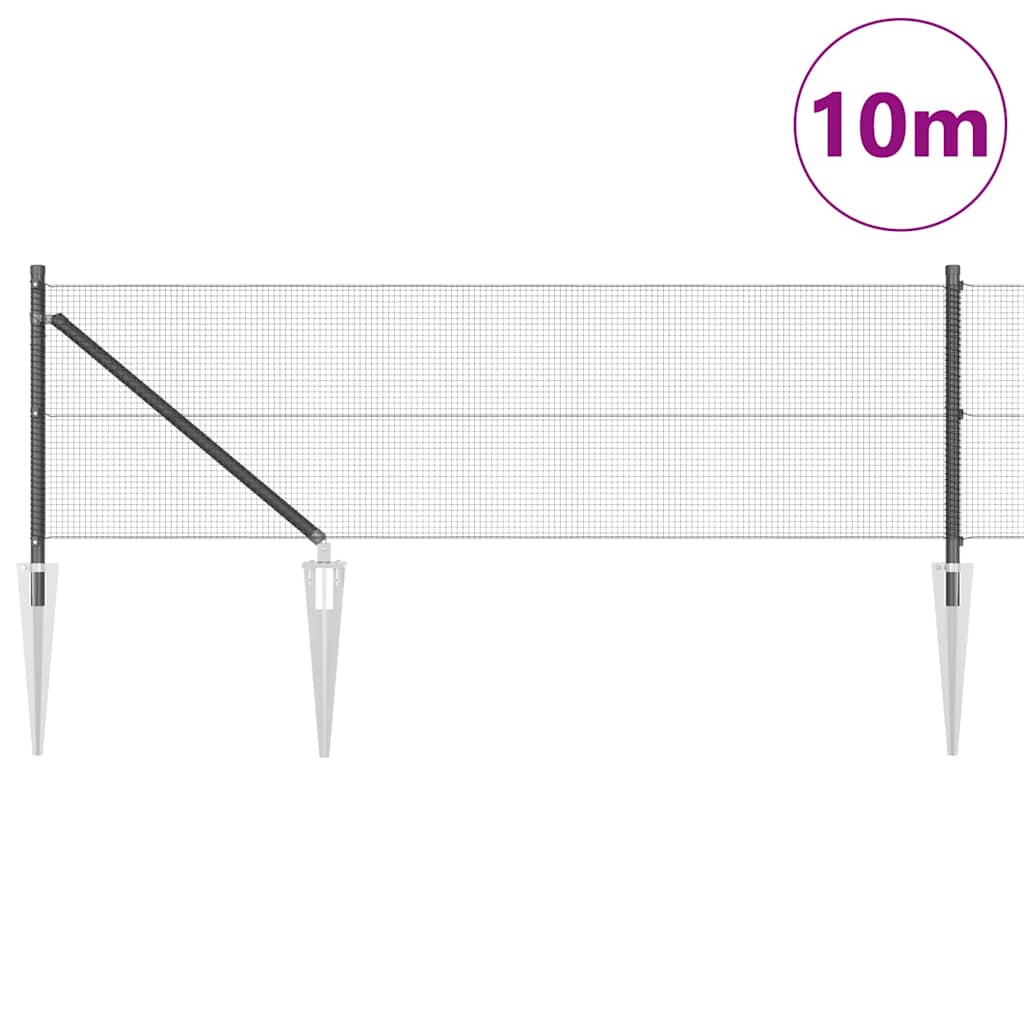 Vidaxl afrasteringspaal grijs 10 x 0,4 m (12 x 12 mm gaas)