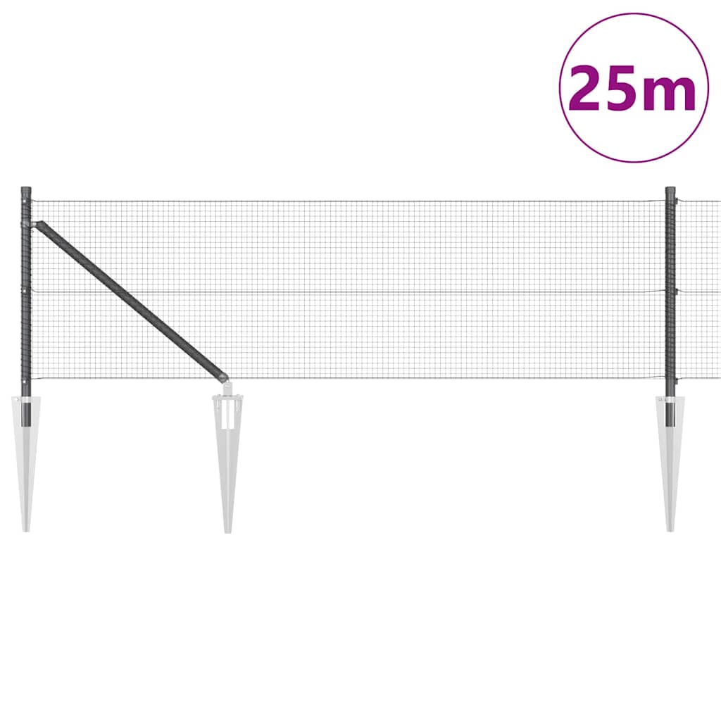 Vidaxl afrasteringspaal grijs 25 x 0,4 m (16 x 16 mm gaas)
