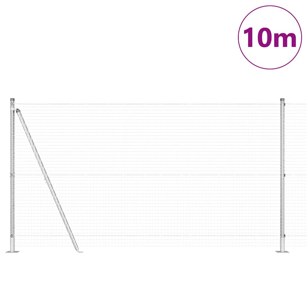 Vidaxl afrasteringspaal zilver 10 x 1,2 m (25 x 25 mm gaas) staal