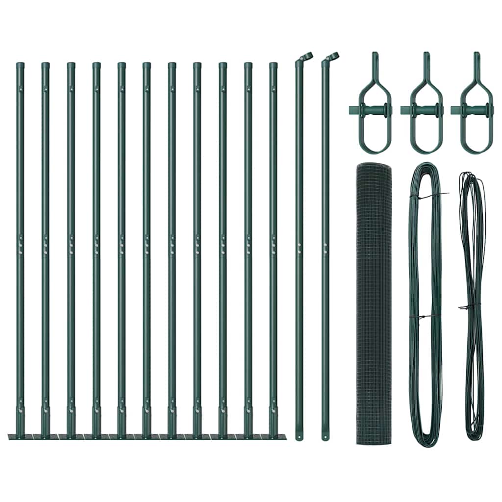 Vidaxl afrasteringspaal groen 25 x 1 m (16 x 16 mm gaas) staal