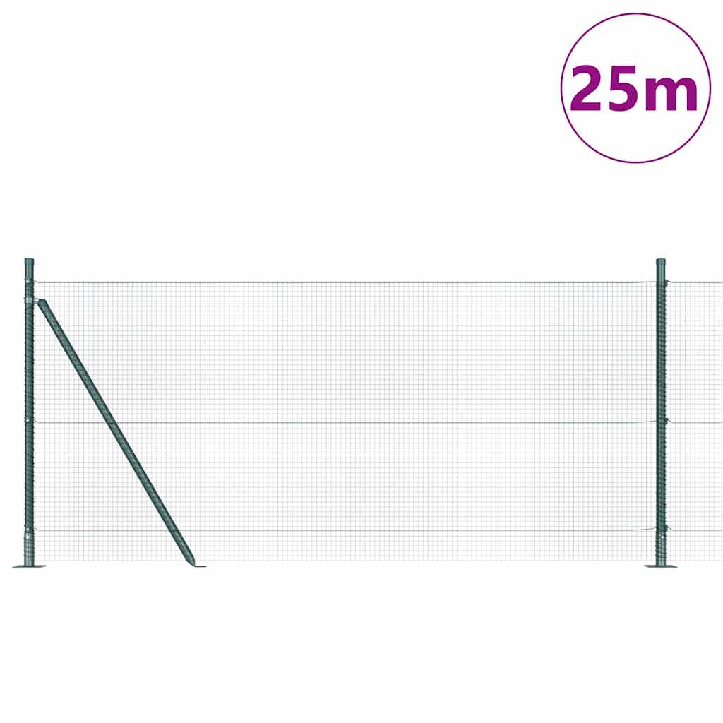 Vidaxl afrasteringspaal groen 25 x 1 m (16 x 16 mm gaas) staal