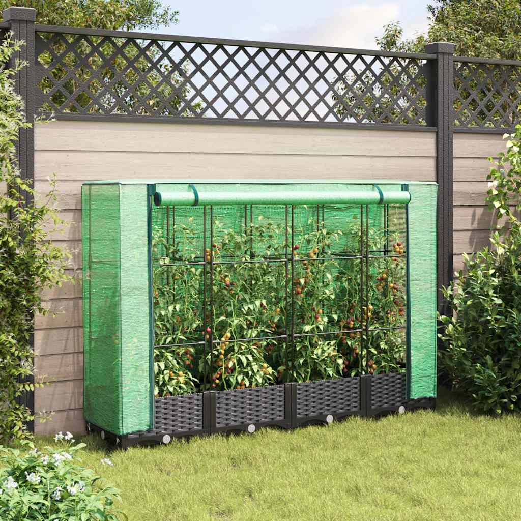 Vidaxl verhoogde plantenbak met kashoes rotanlook 160x40x123 cm