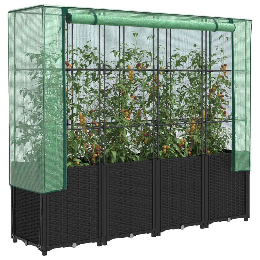 Vidaxl verhoogde plantenbak met kashoes rotanlook 160x40x153 cm