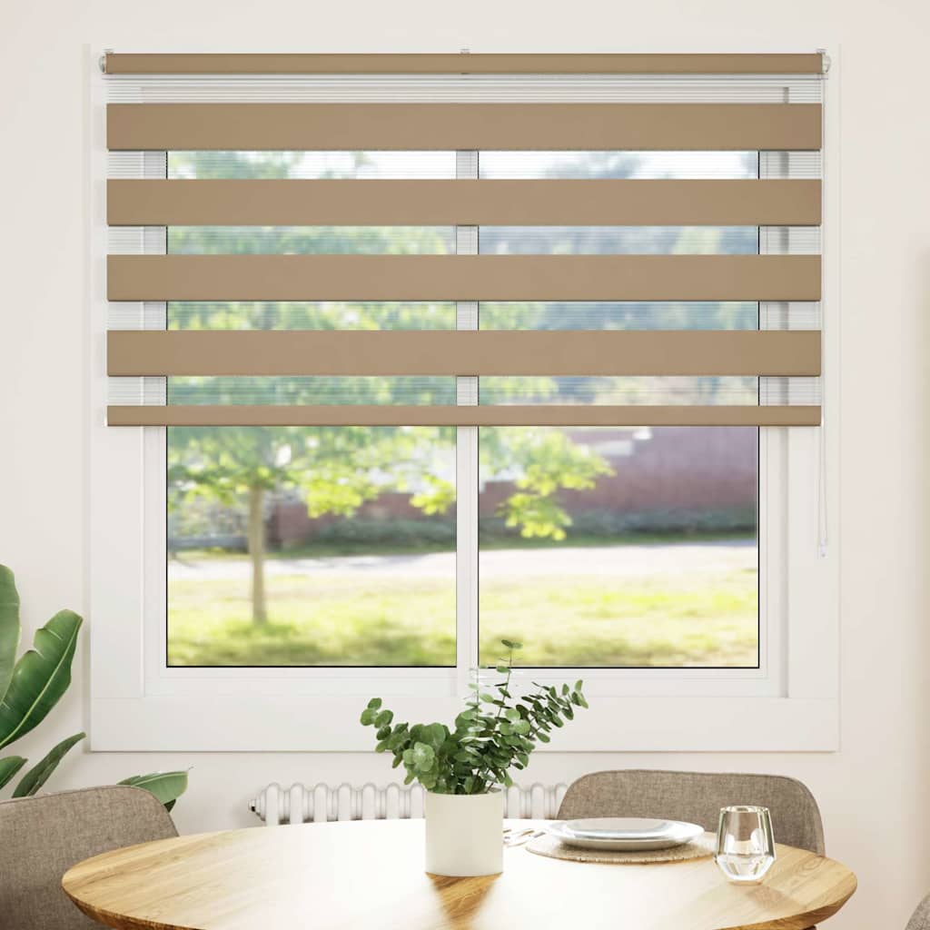 Vidaxl zebra blind 140x150 cm stofbreedte 135,9 cm polyester zandbruin