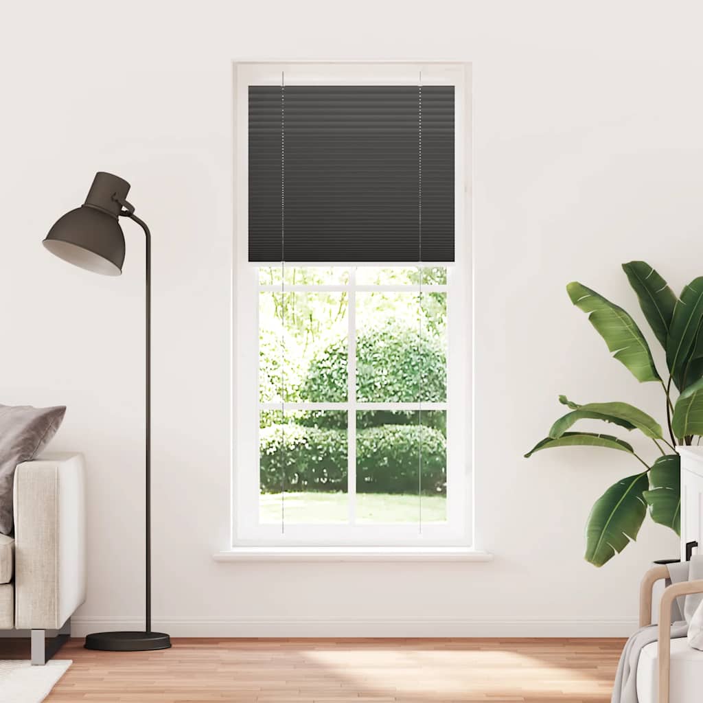 Vidaxl plissé rolgordijn 85x200 cm stofbreedte 84,4 cm polyester zwart