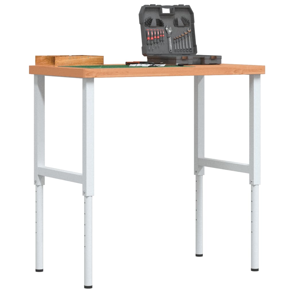 Vidaxl werkbank rechthoekig 100x60x(73-99,5) cm massief beukenhout