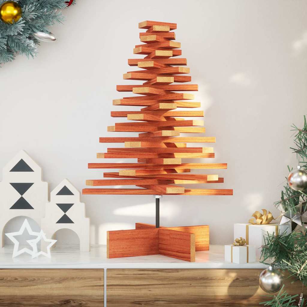 Vidaxl kerstdecoratie kerstboom 80 cm massief grenenhout wasbruin