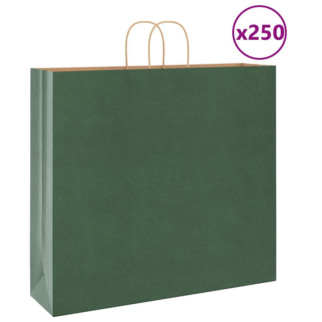 Vidaxl papieren zakken 250 st met hengsels 54x15x49 cm groen