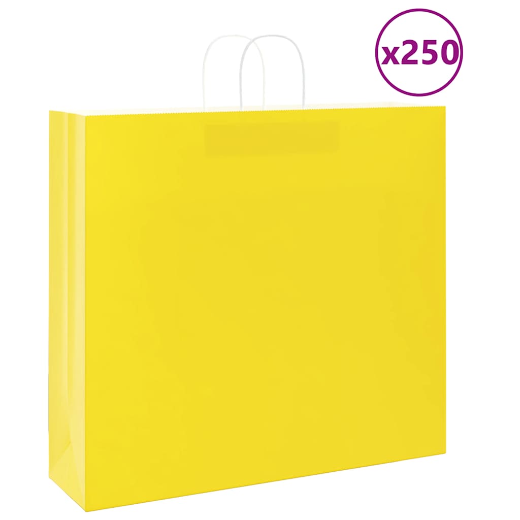 Vidaxl papieren zakken 250 st met hengsels 54x15x49 cm geel