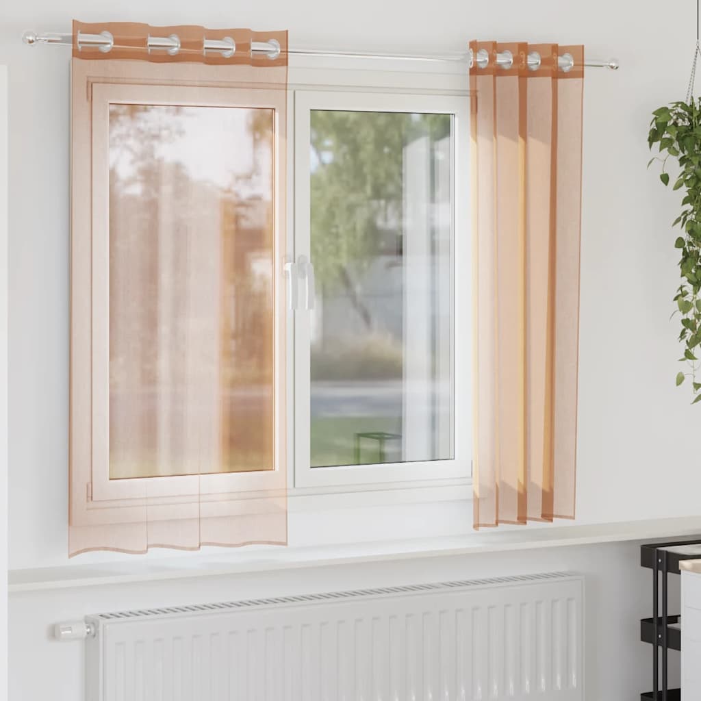 Vidaxl gordijnen voile met doorvoertules 2 st terracotta