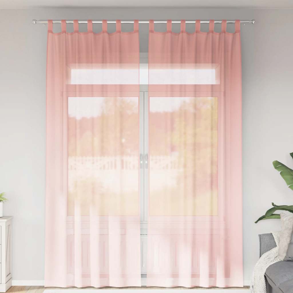 Vidaxl gordijnen voile met roedezakken 2 st roze