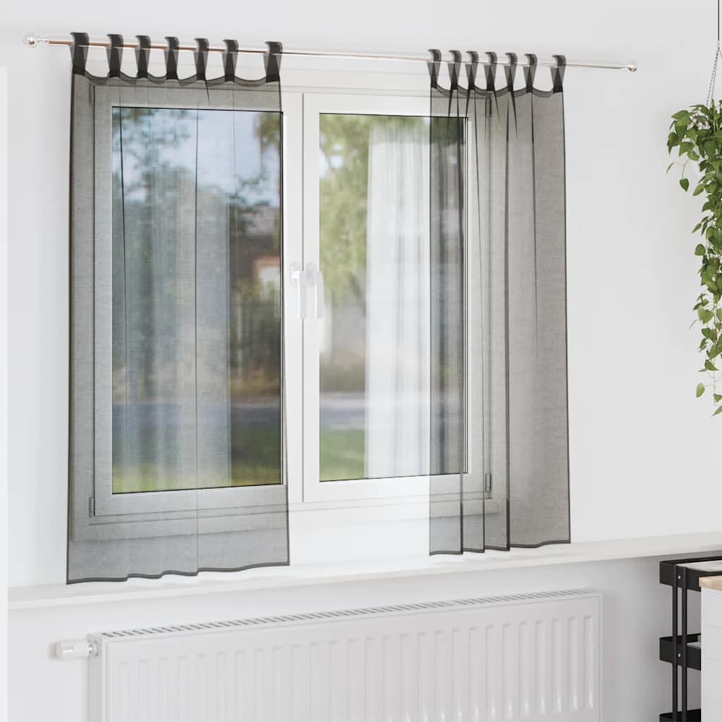 Vidaxl gordijnen voile met tab top 2 st zwart