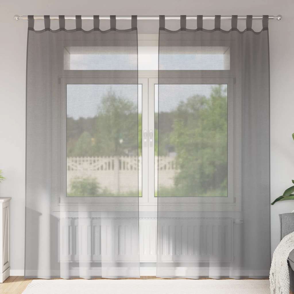 Vidaxl gordijnen voile met lussen 2 st 140x225 cm donkergrijs