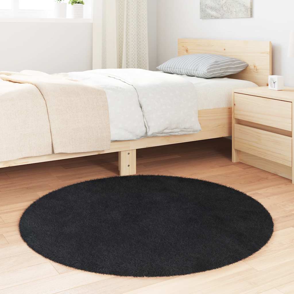 Vidaxl hoogpolig vloerkleed navarra 100x100 cm polyester zwart