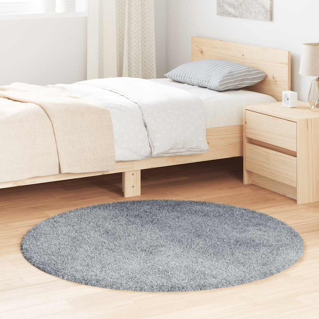 Vidaxl hoogpolig vloerkleed navarra 120x120 cm polyester lichtgrijs
