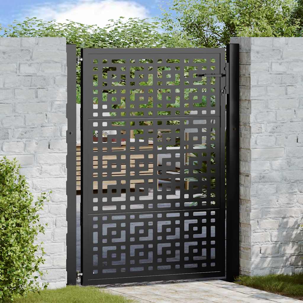 Vidaxl poort met kruisontwerp 100x125 cm staal zwart