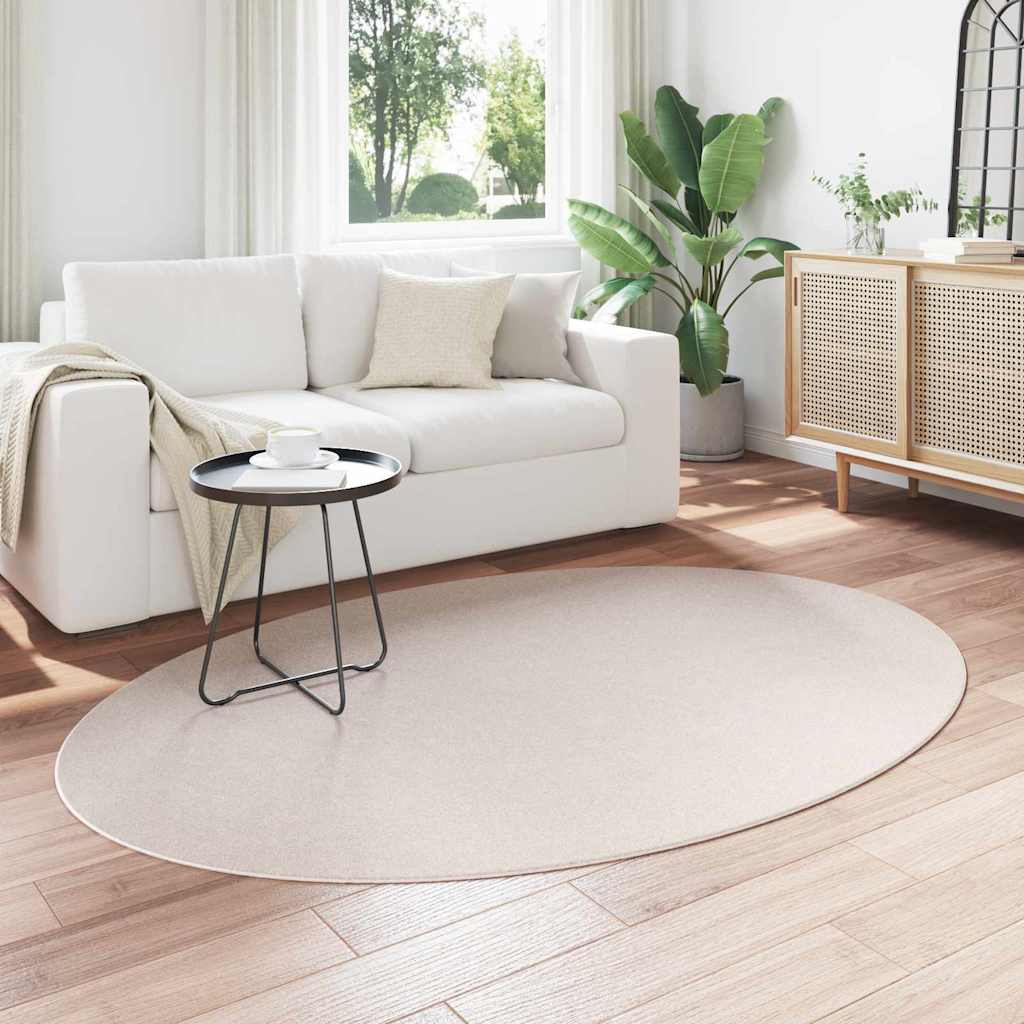 Vidaxl vloerkleden ovaal huarte zand 140 x 200 cm 100% polyester