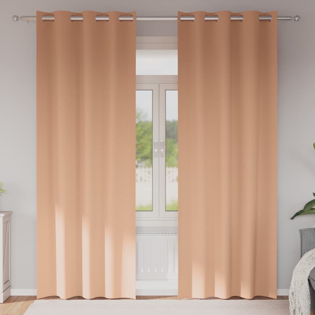 Vidaxl zwart-out gordijnen met ringen 2 pcs licht bruin 225 x 140 cm