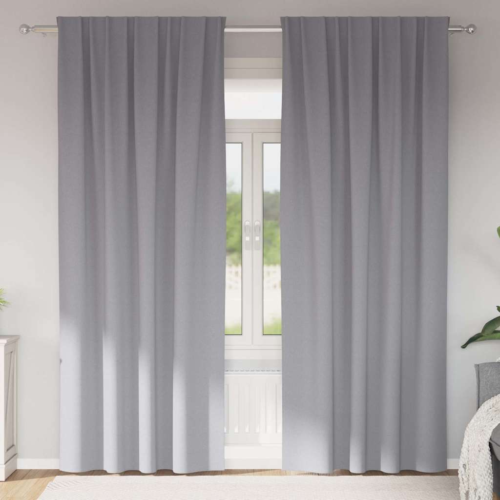 Vidaxl zwart-out gordijnen met ringen 2 pcs lichtgrijs 245 x 140 cm