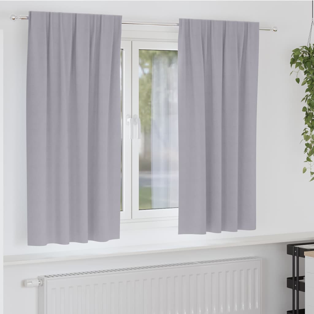 Vidaxl zwart-out gordijnen met ringen 2 pcs metaalgrijs 175 x 140 cm