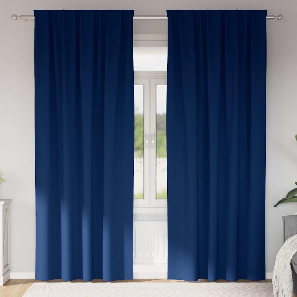 Vidaxl zwart-out gordijnen met ringen 2 pcs donkerblauw 225 x 140 cm