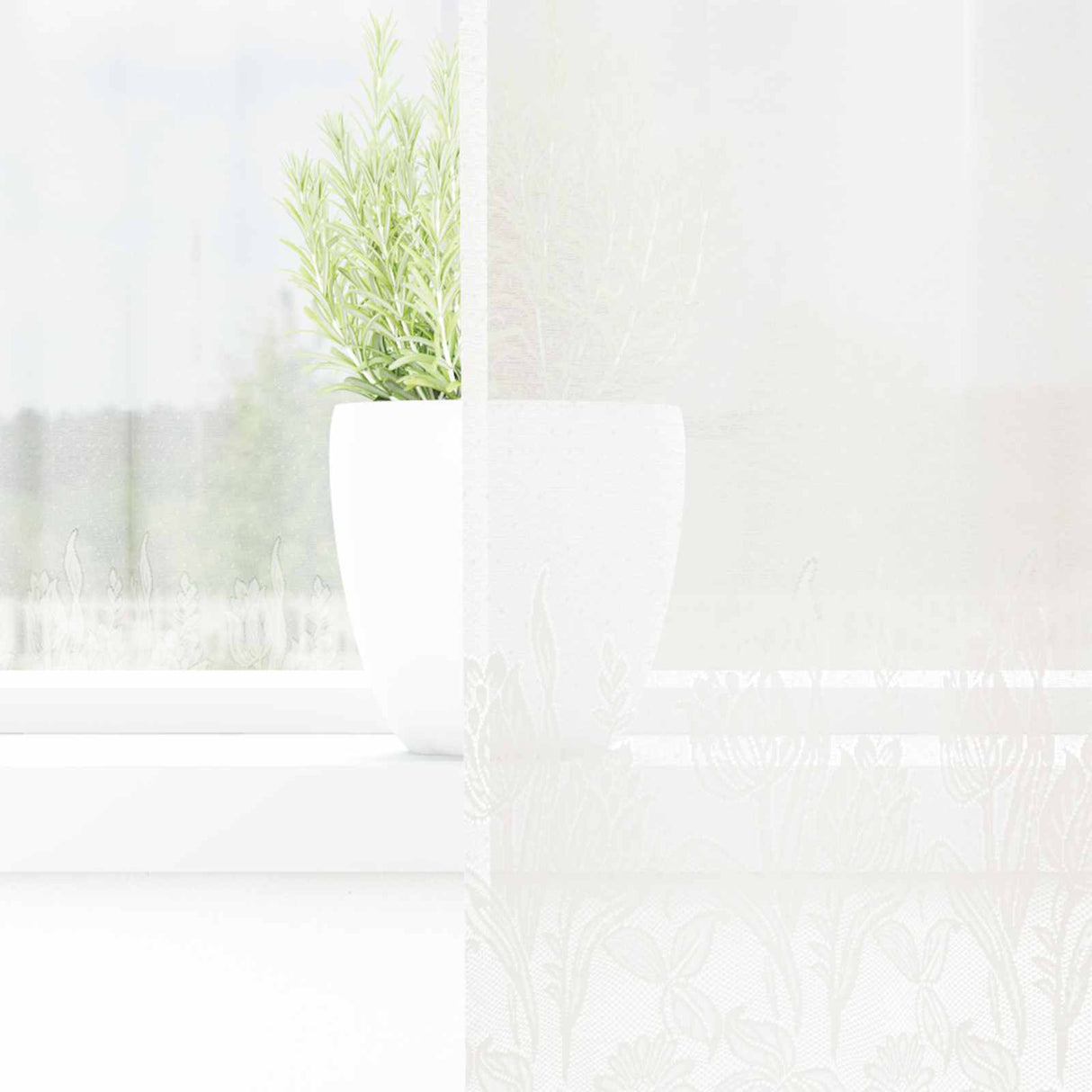 Vidaxl kantgordijn met gordijnen bloemen wit 180 x 300 cm polyester