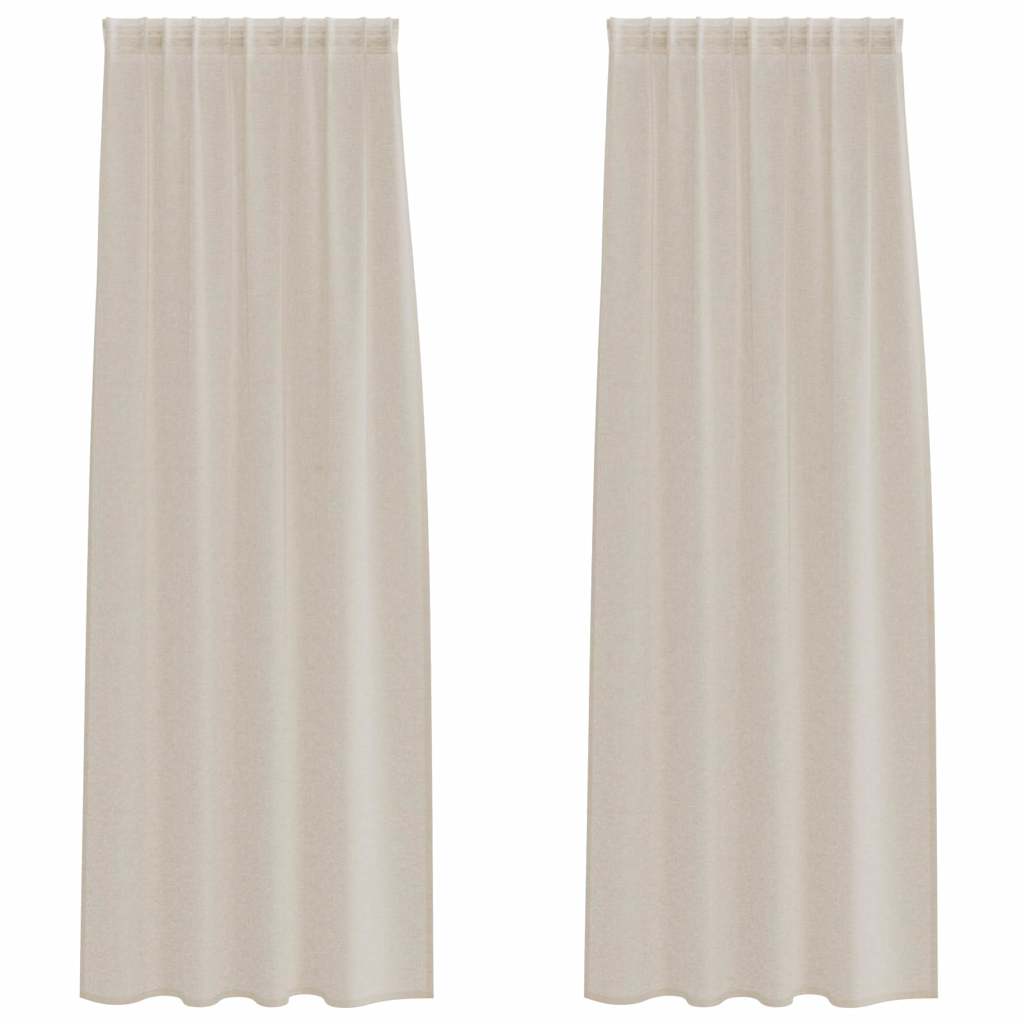Vidaxl voile gordijn met gordijnen 2 pcs zand 245 x 140 cm polyester