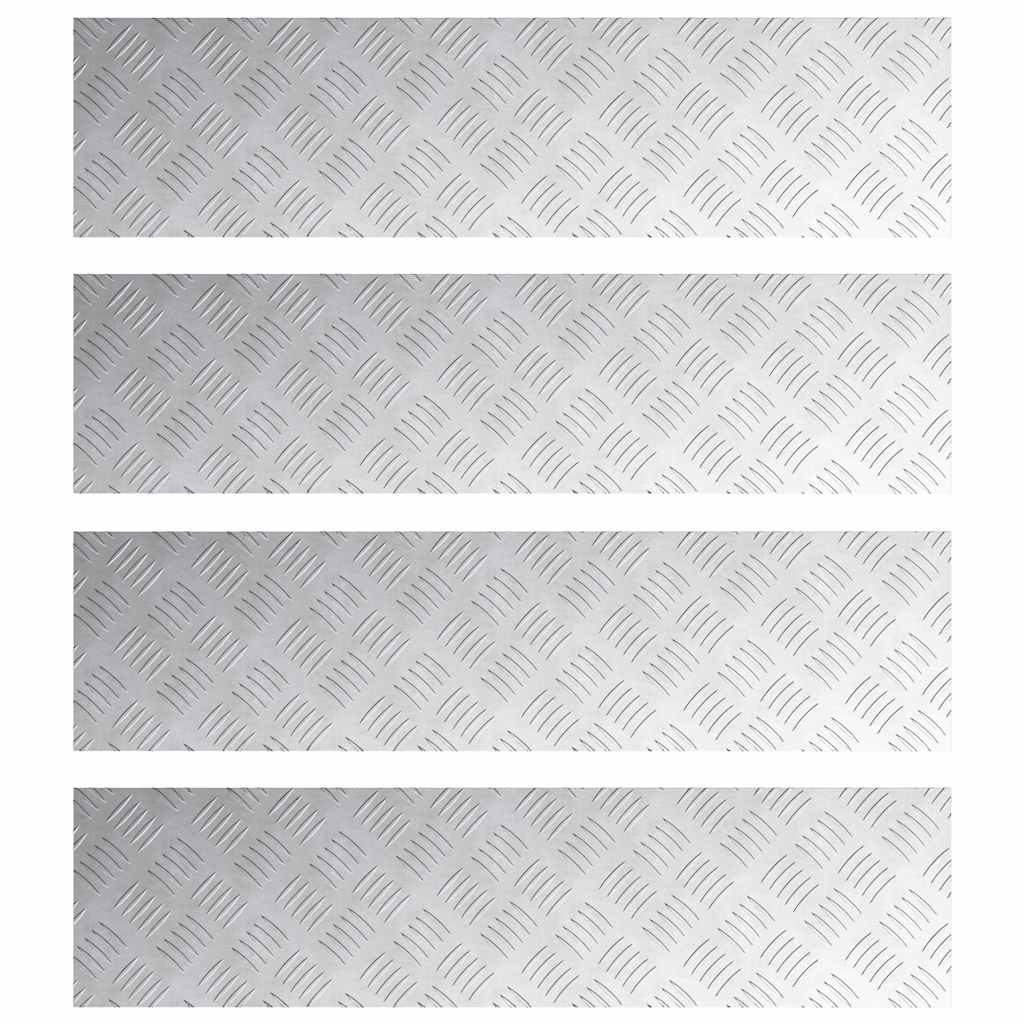 Vidaxl trap tread rechthoekig 4 pcs zilver 100 x 25 cm aluminium