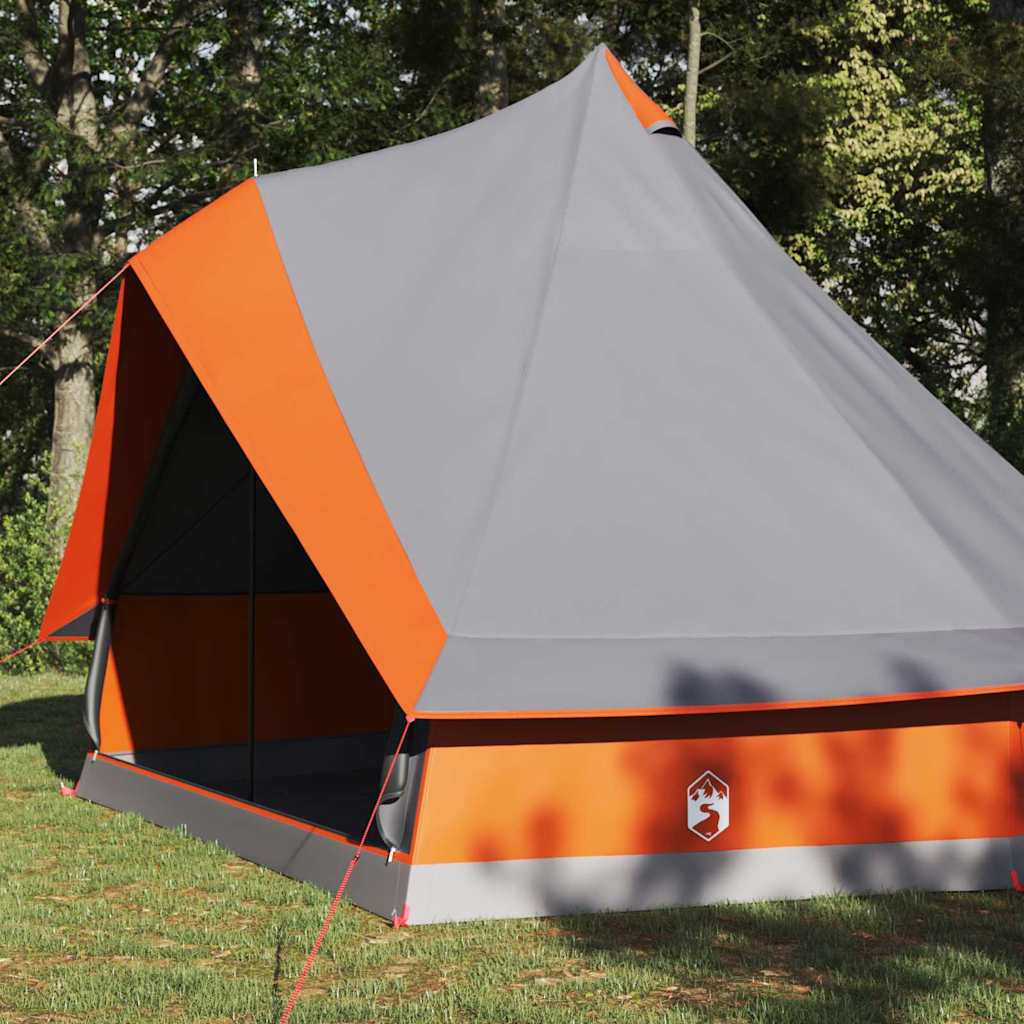 Vidaxl familie tipi tent tipi grijs en oranje 400 x 346 x 250 cm