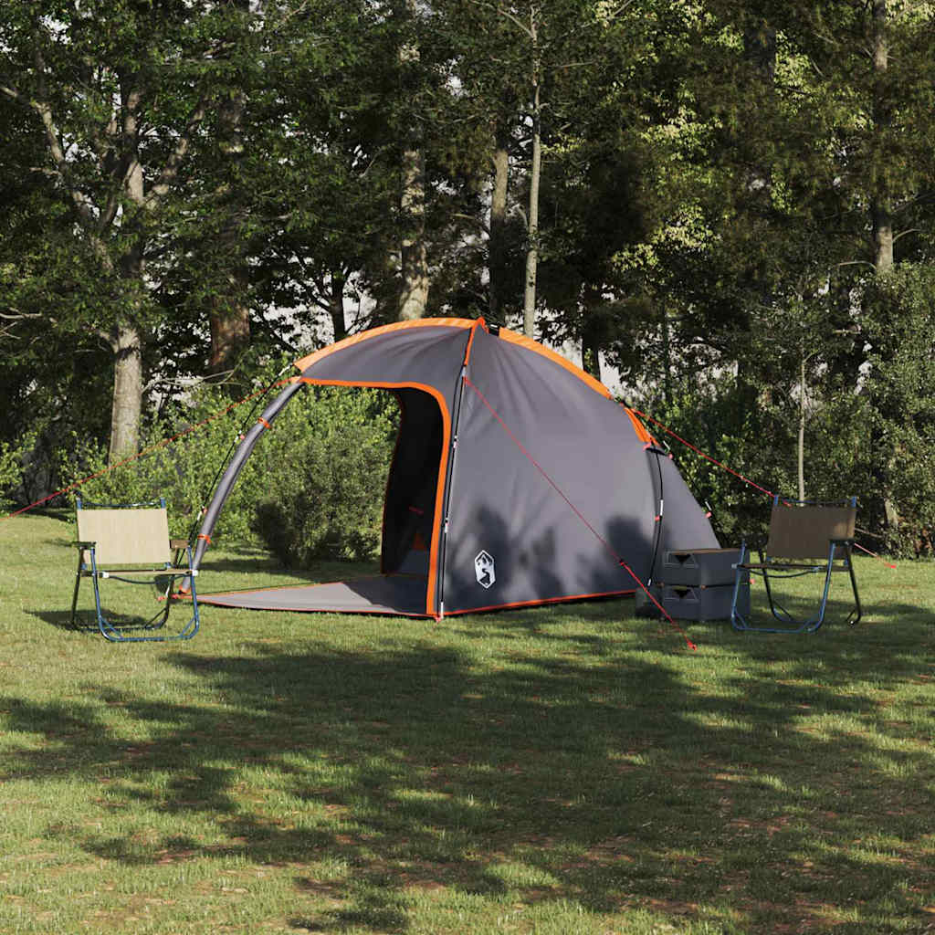 Vidaxl tent grijs en oranje 370 x 230 x 185 cm polyester en glasvezel