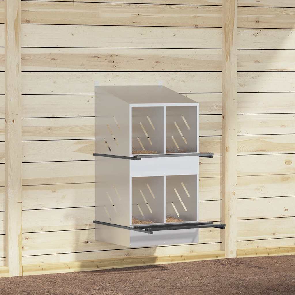 Vidaxl kippennestkast met 4 vakken gegalvaniseerd metaal zilverkleurig