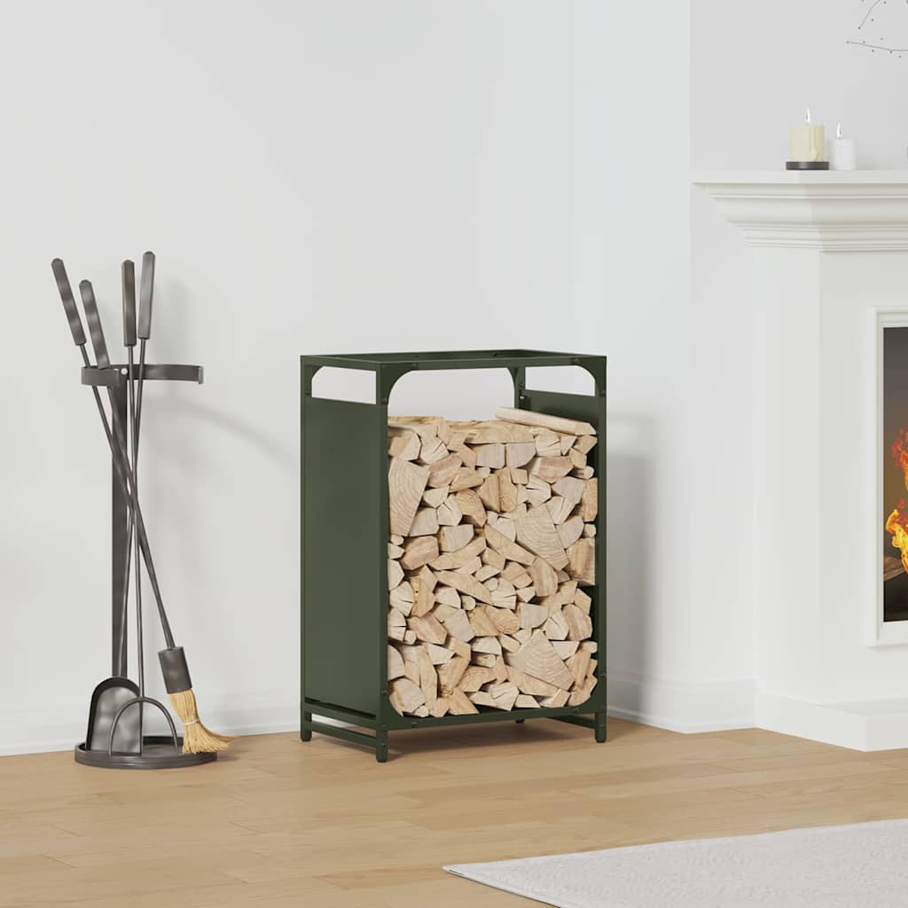 Vidaxl brandhoutrek 44x28x65 cm koudgewalst staal olijfgroen