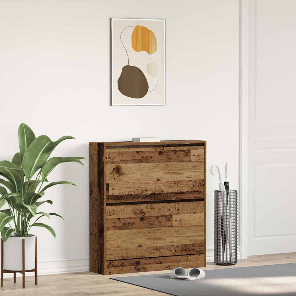Vidaxl schoenenkast met plank oudhout 80 x 21 x 87,5 cm bewerkt hout