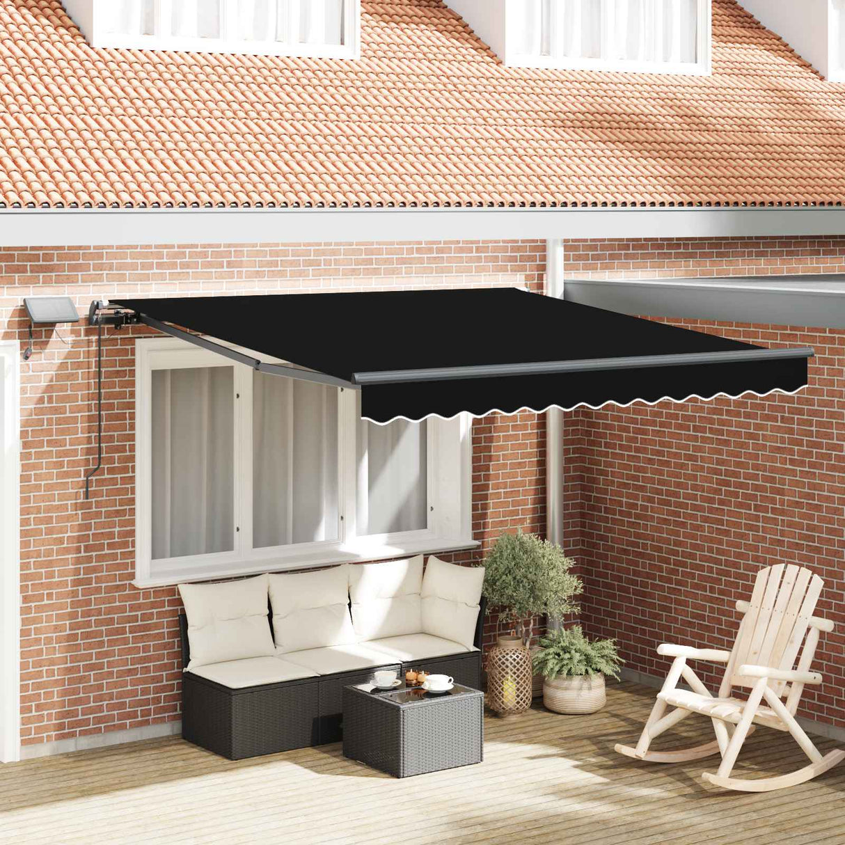 Vidaxl inklapbaar zonnescherm zwart 300 x 250 cm stof