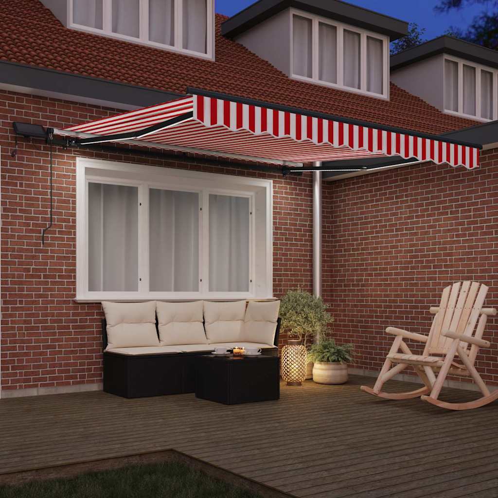 Vidaxl inklapbaar zonnescherm rood en wit 350 x 250 cm stof