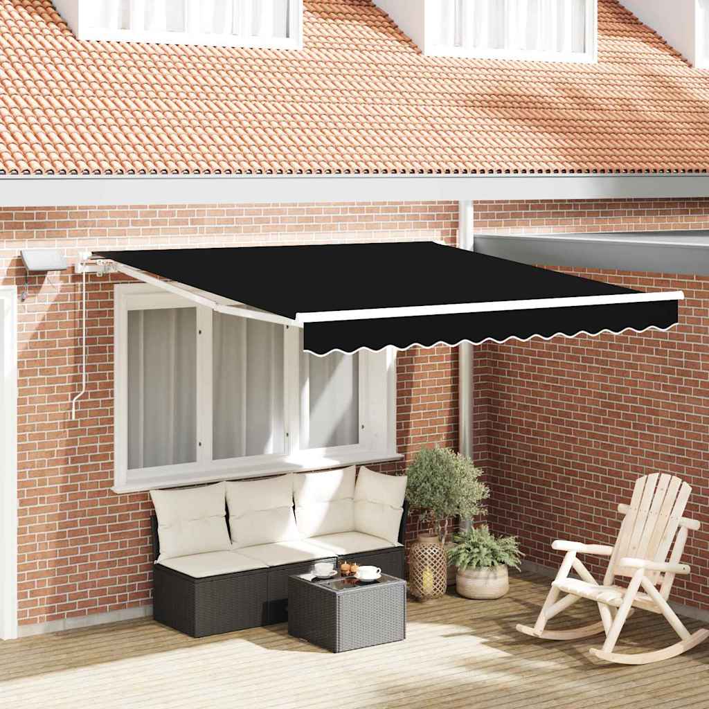 Vidaxl inklapbaar zonnescherm zwart 350 x 250 cm stof en staal