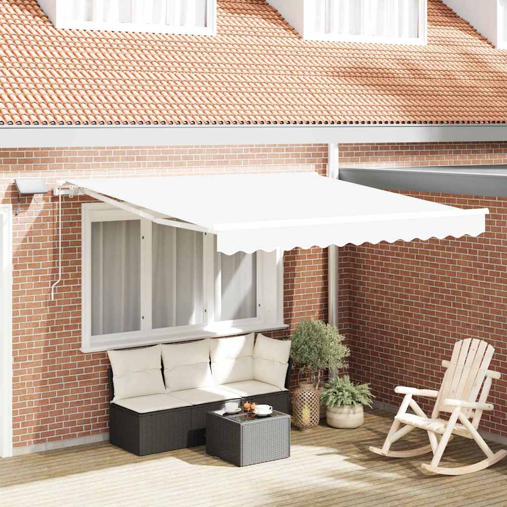 Vidaxl inklapbaar zonnescherm wit 350 x 250 cm stof en staal