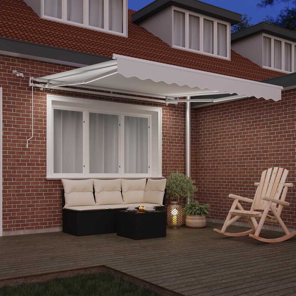 Vidaxl inklapbaar zonnescherm wit 350 x 250 cm polyester en metaal