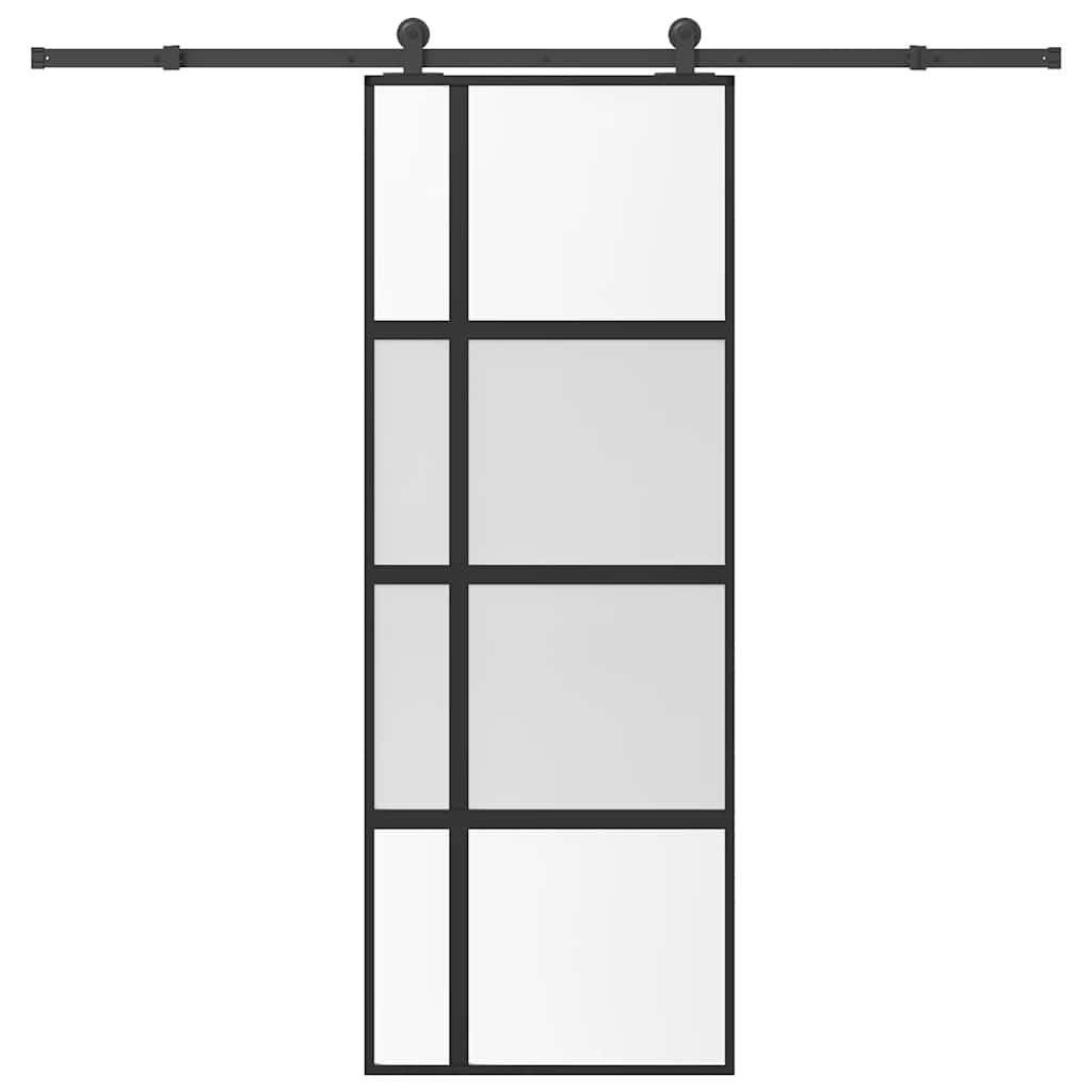Vidaxl schuifdeur met beslag 76x205 cm gehard glas en aluminium